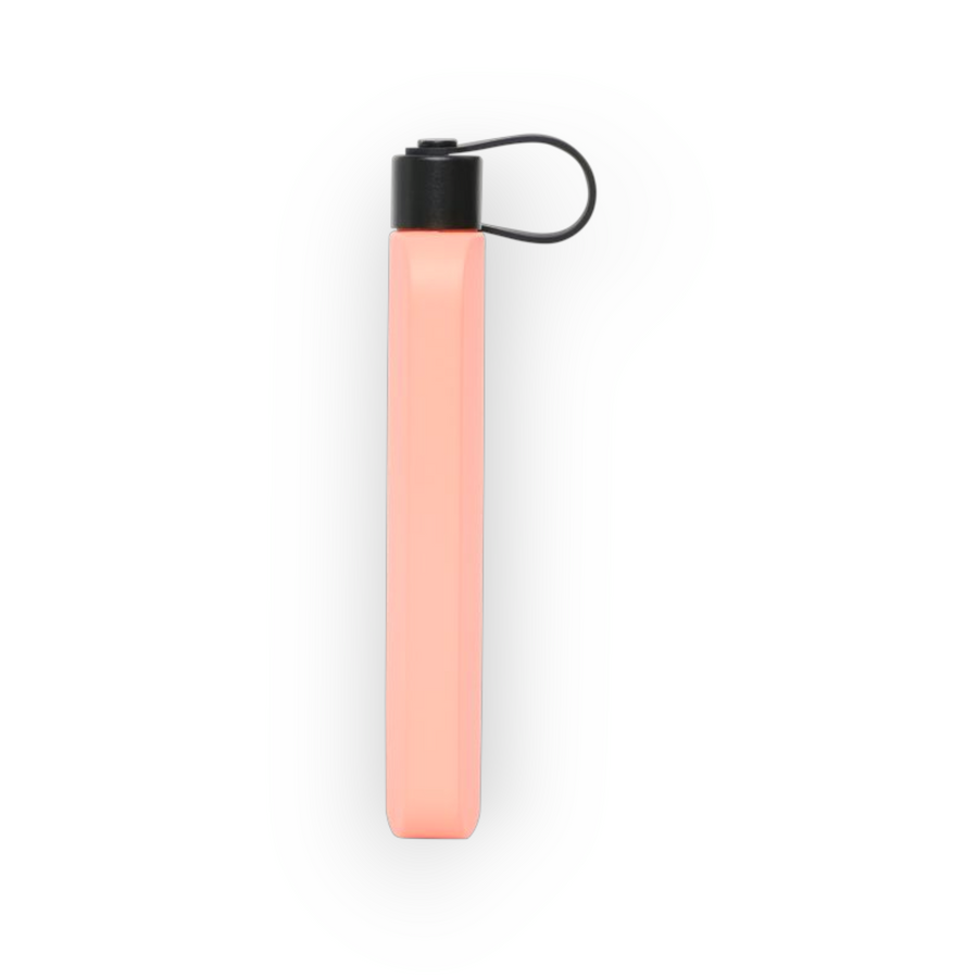 Coral Pink DRNK Slim flat stainless steel water bottle, side view