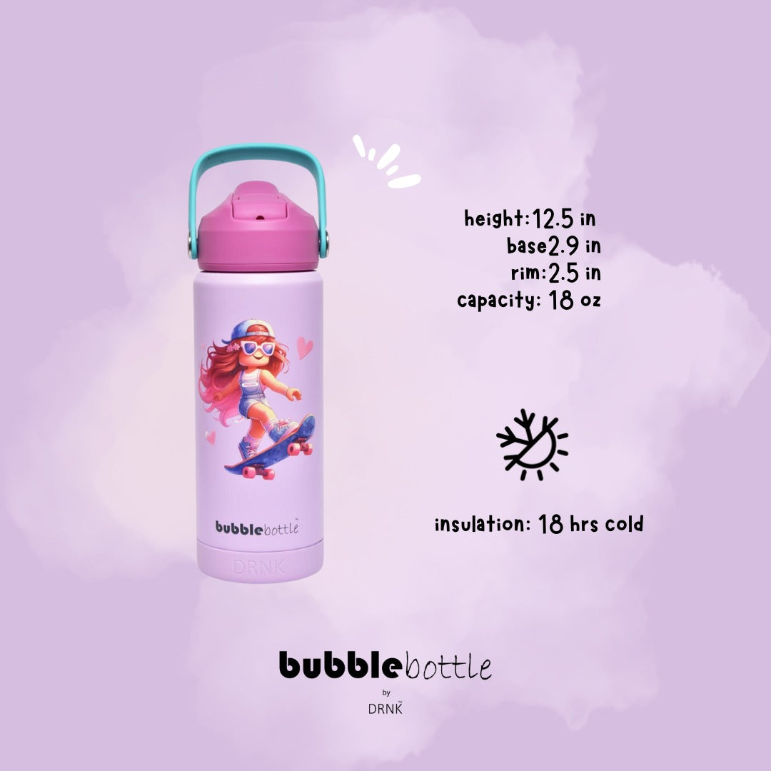 DRNK Bubblebottle Preppy insulated kids water bottle, 18oz, product detail 2