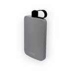 Gunmetal Grey DRNK Slim flat stainless steel water bottle, angled view