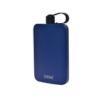 Navy DRNK Slim flat stainless steel water bottle, angled view