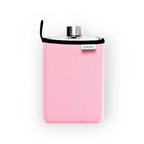 Pink DRNK Slim flat Tritan plastic water bottle with pink sleeve, front view