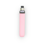 Pink DRNK Slim flat Tritan plastic water bottle with pink sleeve, side view