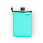Tiffany DRNK Slim flat Tritan plastic water bottle with tiffany sleeve, front view