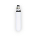 White DRNK Slim flat Tritan plastic water bottle with white sleeve, side view
